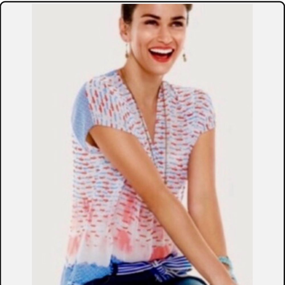 Cabi | #5118 Red White Blue Semi-Sheer Fireworks Yacht Tunic